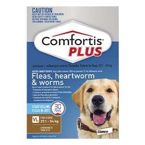 Comfortis Plus (Trifexis) Chewable Tablets For Very Large Dogs 27.1-54 Kg (60.1 - 120lbs) Brown