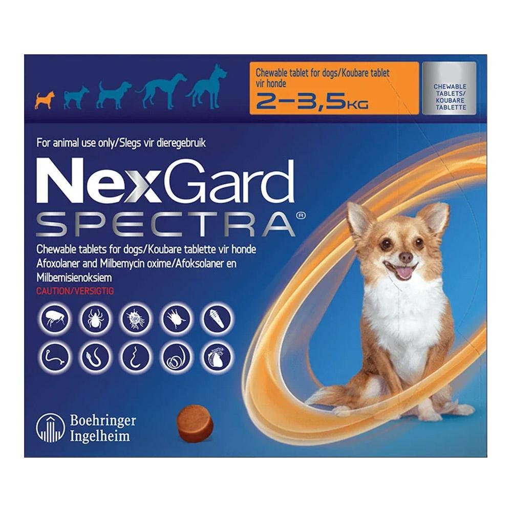 Nexgard Spectra Tab XSmall Dog upto 4.4-7.7 lbs Orange