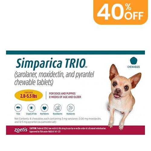 Simparica TRIO For Dogs 2.8-5.5 Lbs (Gold)