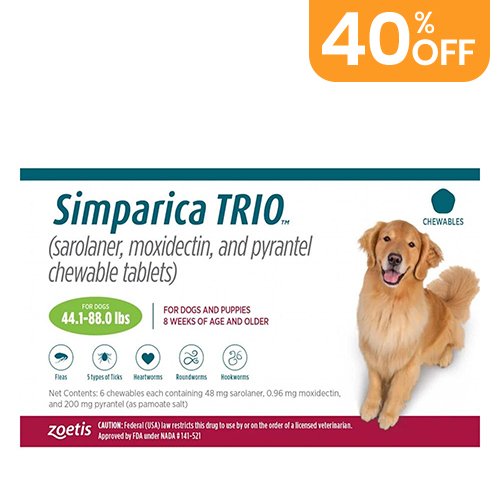 Simparica TRIO For Dogs 44.1-88 Lbs (Green)
