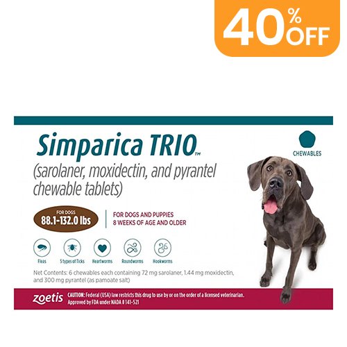 Simparica TRIO For Dogs 88.1-132 Lbs (Red)