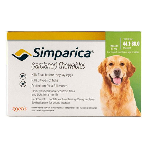 Simparica Chewables For Dogs 44.1-88 Lbs (Green)