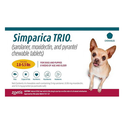 Simparica TRIO For Dogs 2.8-5.5 Lbs (Gold)