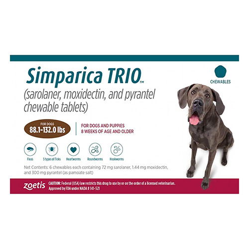 Simparica TRIO For Dogs 88.1-132 Lbs (Red)