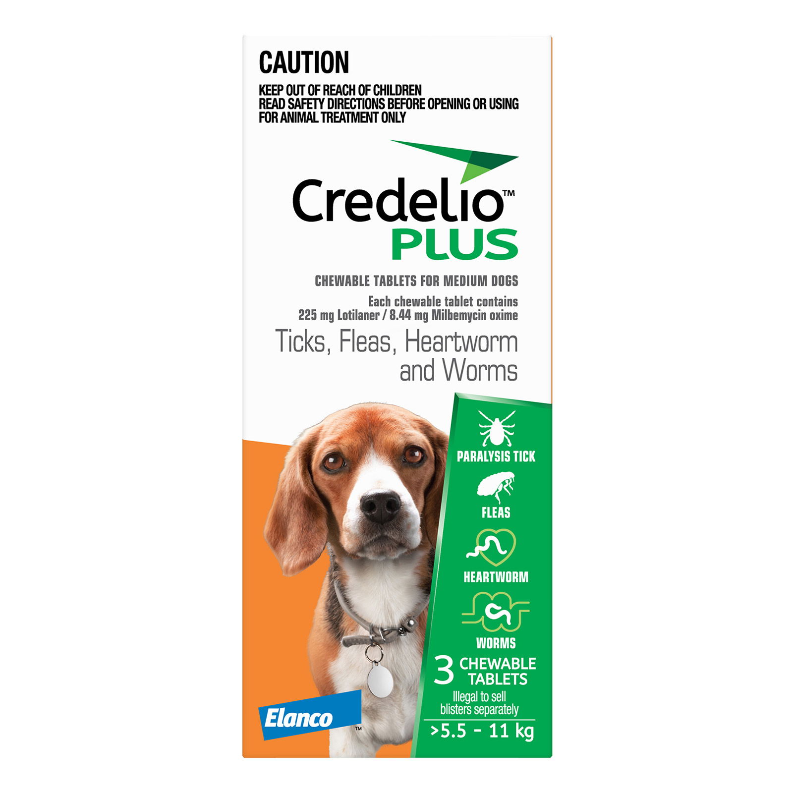 Credelio Plus For Medium Dog 5.5-11kg (Orange)