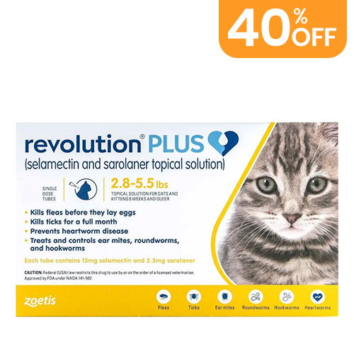 Revolution Plus for Kittens and Small Cats 2.75-5.5lbs (1.25-2.5Kg) Yellow